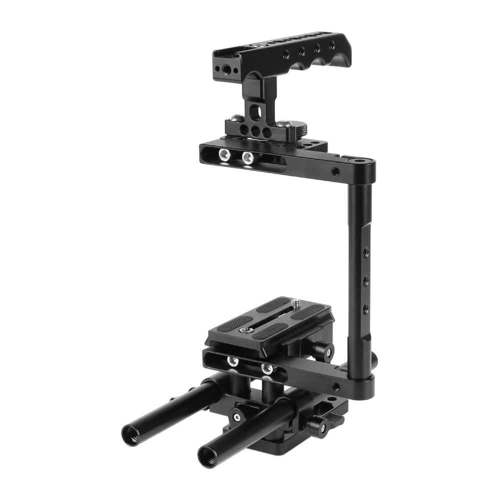 CAMVATE Half Cage Kit With Top Cheese Handle & QR Manfrotto Plate & 15mm Rod Support For DSLR Cameras