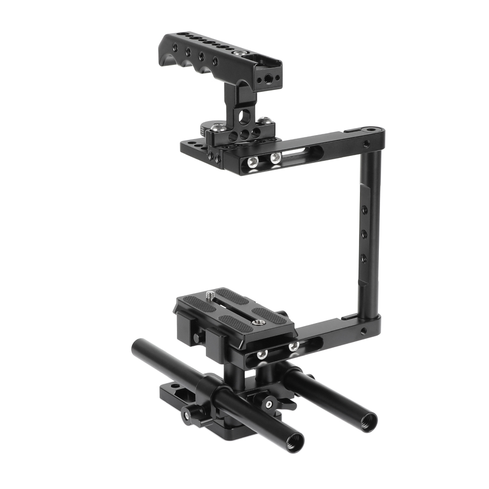 CAMVATE Half Cage Kit With Top Cheese Handle & QR Manfrotto Plate & 15mm Rod Support For DSLR Cameras
