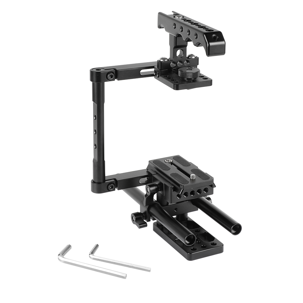 CAMVATE Half Cage Kit With Top Cheese Handle & QR Manfrotto Plate & 15mm Rod Support For DSLR Cameras