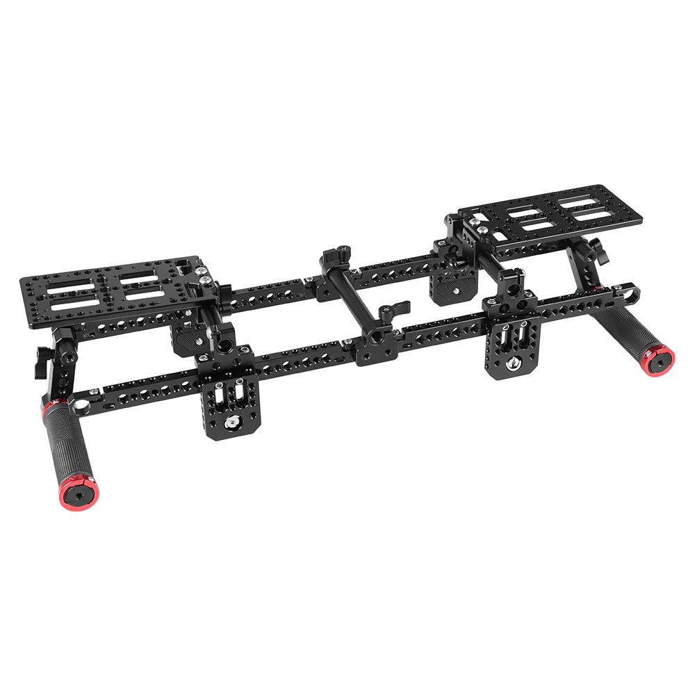 CAMVATE Double Adjustable 7" Director's Monitor Cage Rigs With Dual Rubber Grips & Double Battery Plate