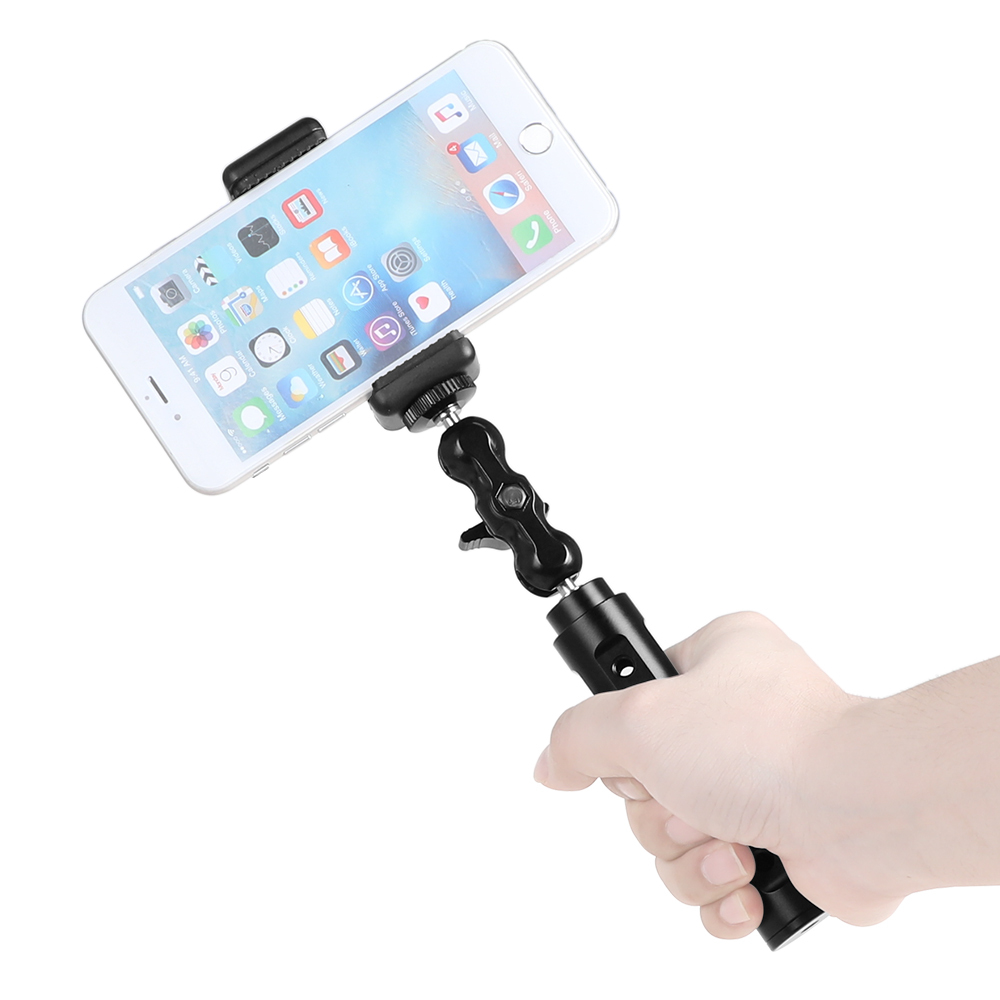 CAMVATE Aluminum Cheese Handle With Adjustable Cellphone Clip & 1/4"-20 Ball Head Holder Mount