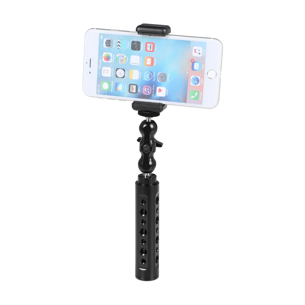 CAMVATE Aluminum Cheese Handle With Adjustable Cellphone Clip & 1/4"-20 Ball Head Holder Mount