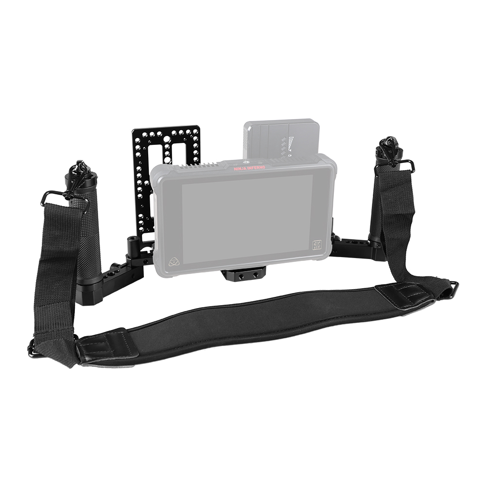 CAMVATE Director’s Monitor Supporting Rig With Dual Rubber Handgrip & Neck Shoulder Strap & Battery Plate