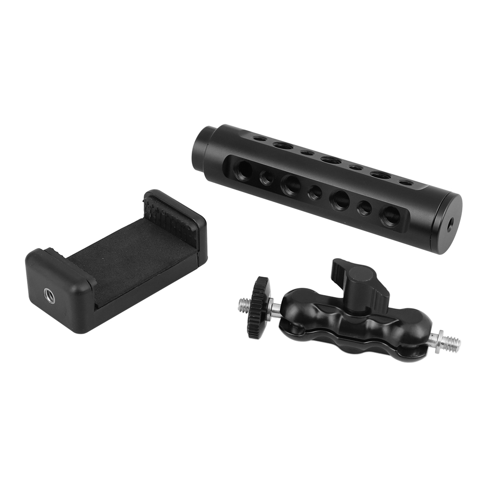 CAMVATE Aluminum Cheese Handle With Adjustable Cellphone Clip & 1/4"-20 Ball Head Holder Mount