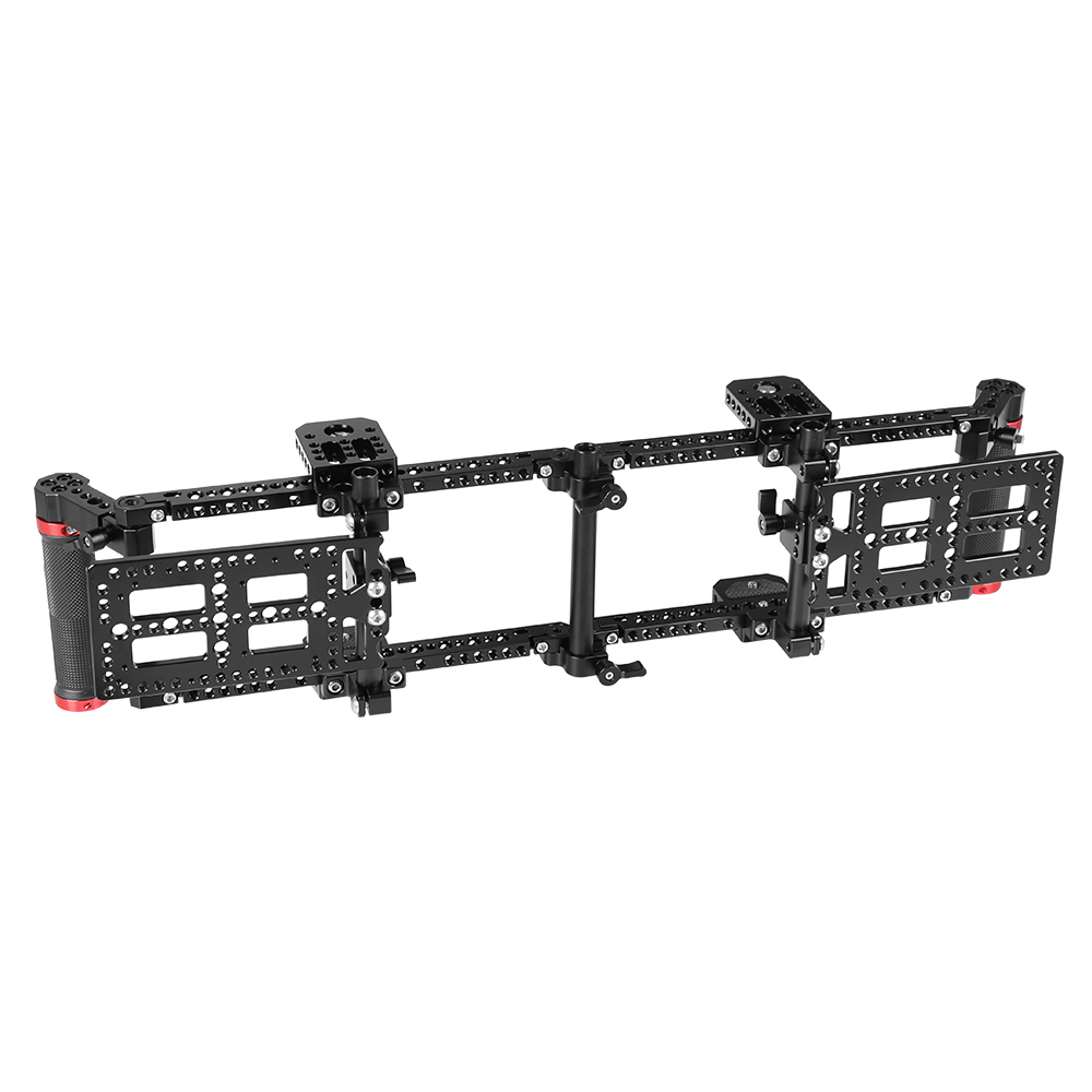 CAMVATE Double Adjustable 7" Director's Monitor Cage Rigs With Dual Rubber Grips & Double Battery Plate