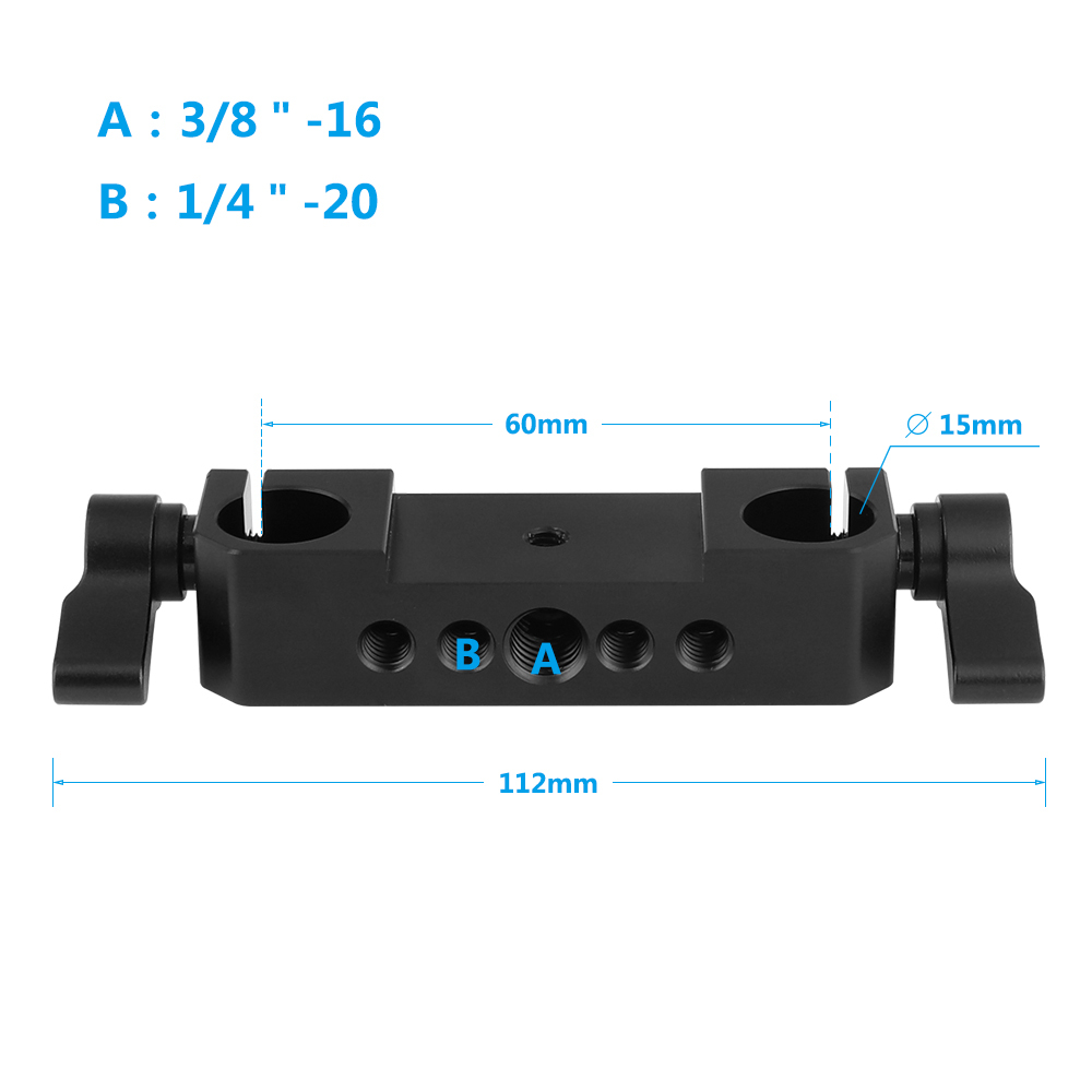 CAMVATE Versatile 15mm Double Rod Bracket Clamp With 1/4" & 3/8" Mounting Points For DSLR Camera Rod System