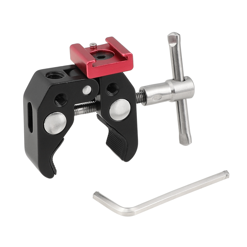 CAMVATE Super Crab Clamp With 1/4" & 3/8" Thread Holes & Red Shoe Mount