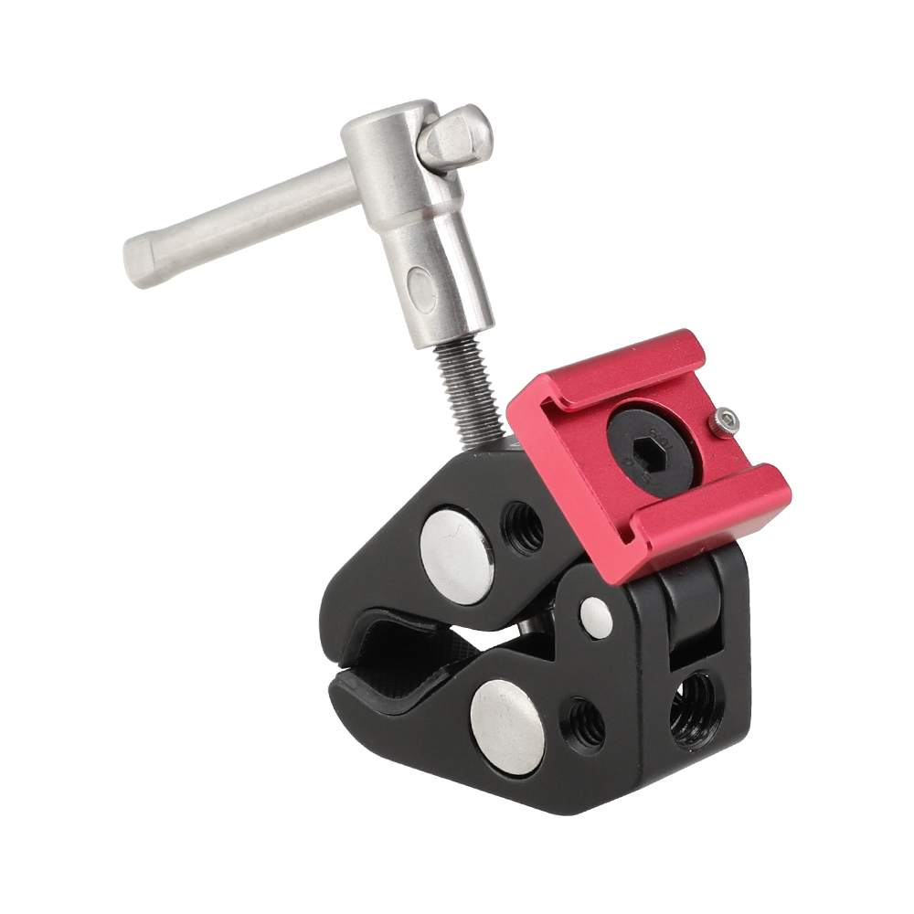 CAMVATE Super Crab Clamp With 1/4" & 3/8" Thread Holes & Red Shoe Mount