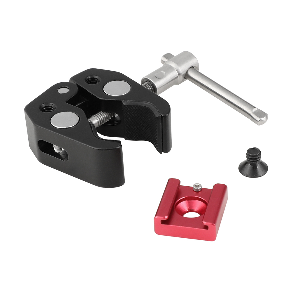 CAMVATE Super Crab Clamp With 1/4" & 3/8" Thread Holes & Red Shoe Mount