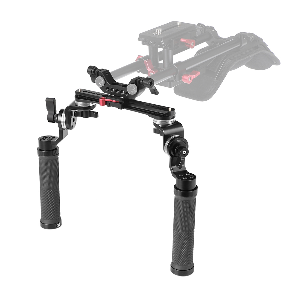 CAMVATE Rubber Handheld Rig With ARRI Rosette Connection & NATO Rail & 15mm Dual Rod Adapter For Shoulder Mount Rig