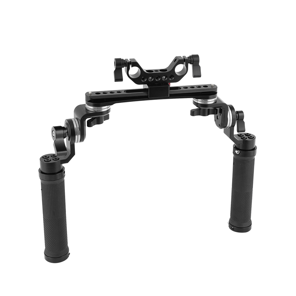 CAMVATE Rubber Handheld Rig With ARRI Rosette Connection & NATO Rail & 15mm Dual Rod Adapter For Shoulder Mount Rig