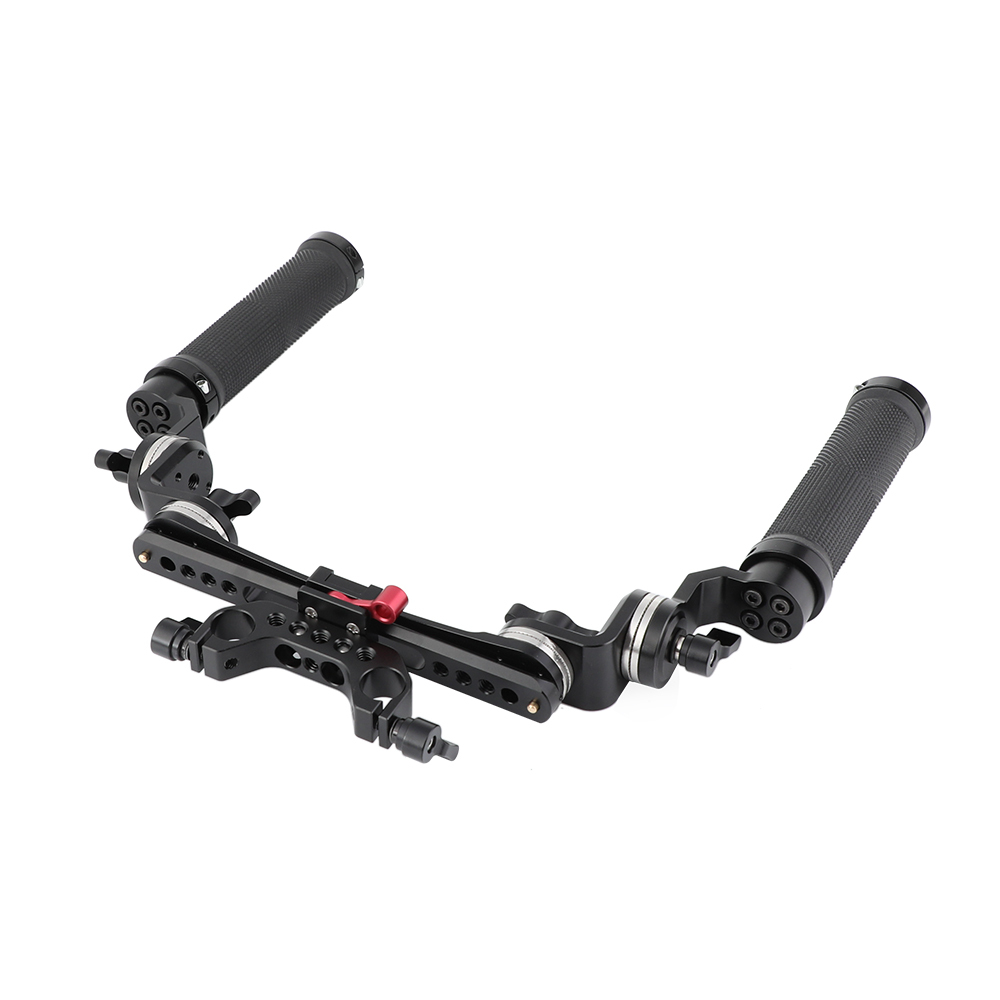 CAMVATE Rubber Handheld Rig With ARRI Rosette Connection & NATO Rail & 15mm Dual Rod Adapter For Shoulder Mount Rig