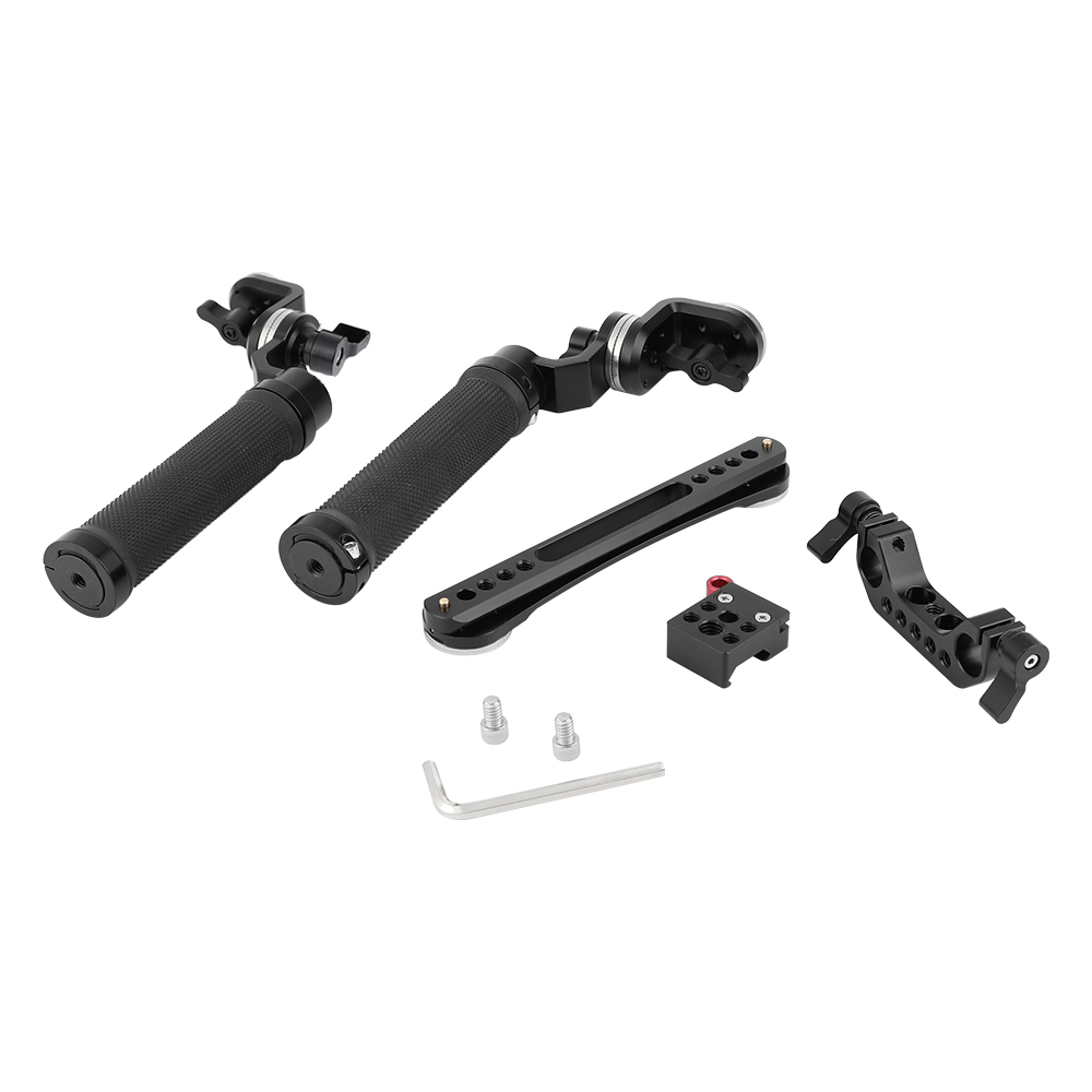 CAMVATE Rubber Handheld Rig With ARRI Rosette Connection & NATO Rail & 15mm Dual Rod Adapter For Shoulder Mount Rig