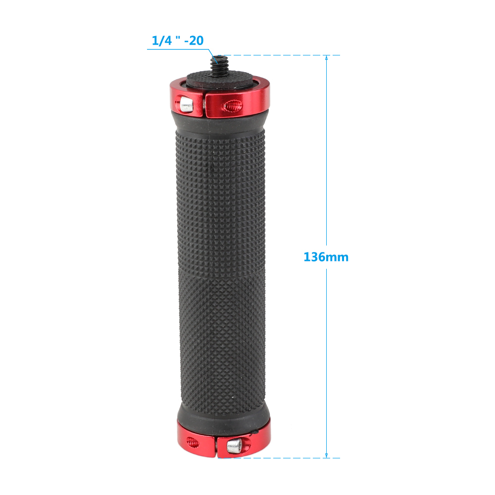 CAMVATE 1/4"-20 Rubber Handgrip Support Stabilizer With Split Ring For DSLR Video Flash Light (Red Locking Ring)