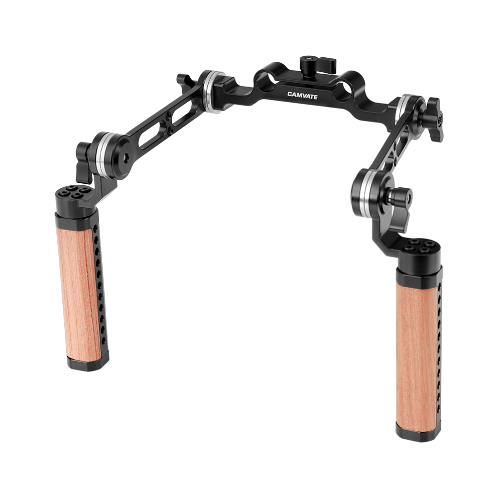 CAMVATE ARRI Style Rosette Hand Grips (A Pair) With 15mm Rail Rod Clamp Adapter For DSLR Camera Shoulder Mount Rig