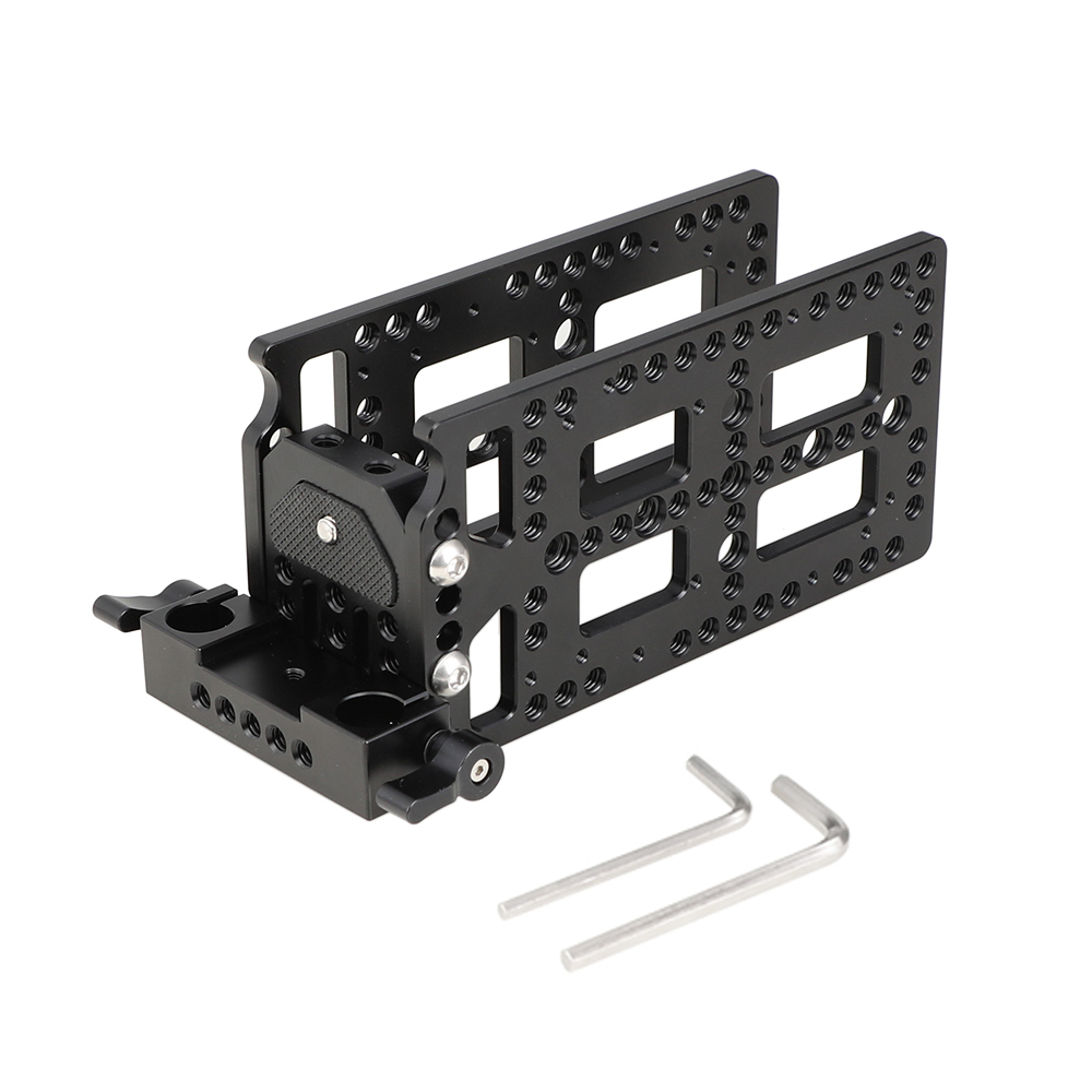 CAMVATE 15mm Dual-port Rod Clamp & Double Backboard Cheese Plates For Power Splitter Adapter