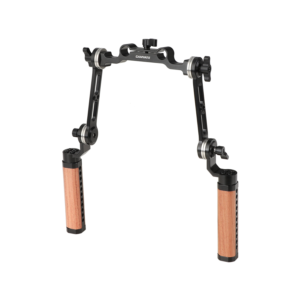 CAMVATE ARRI Style Rosette Hand Grips (A Pair) With 15mm Rail Rod Clamp Adapter For DSLR Camera Shoulder Mount Rig