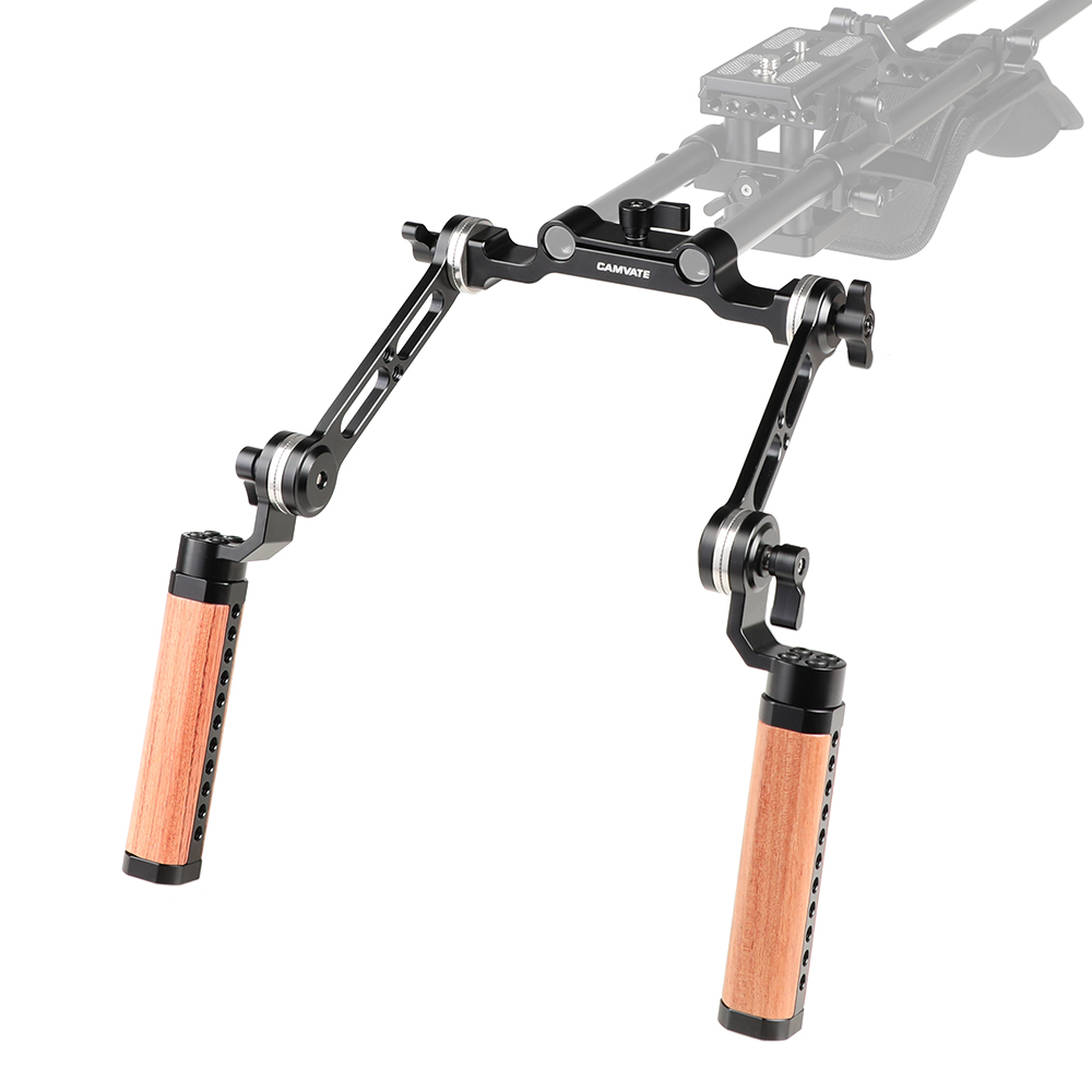 CAMVATE ARRI Style Rosette Hand Grips (A Pair) With 15mm Rail Rod Clamp Adapter For DSLR Camera Shoulder Mount Rig
