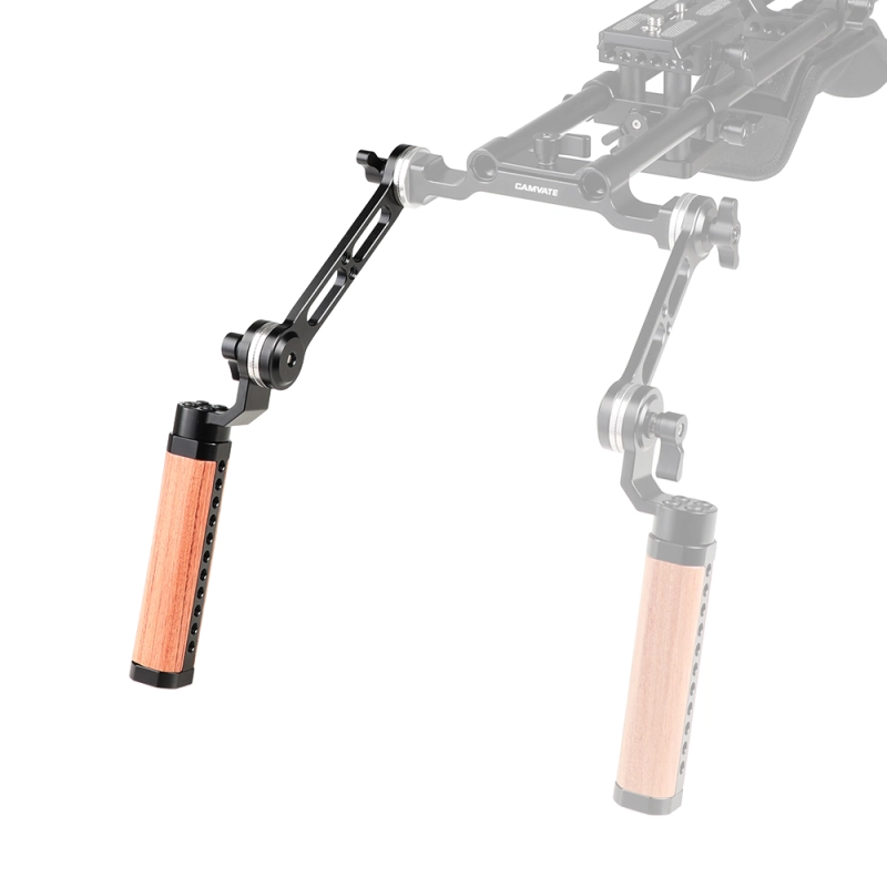 CAMVATE Adjustable Wooden Handgrip & Extension Arm With ARRI Rosette Style Connection Joint (Either Side)