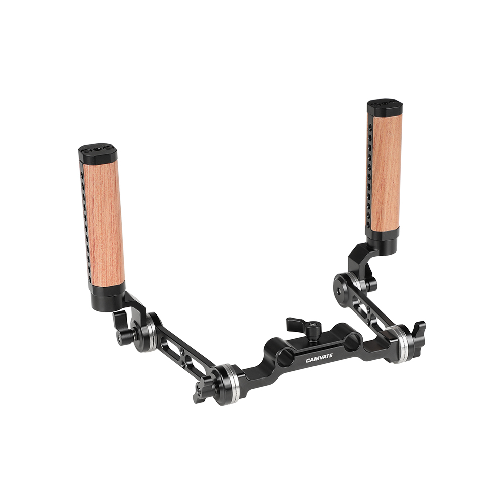 CAMVATE ARRI Style Rosette Hand Grips (A Pair) With 15mm Rail Rod Clamp Adapter For DSLR Camera Shoulder Mount Rig