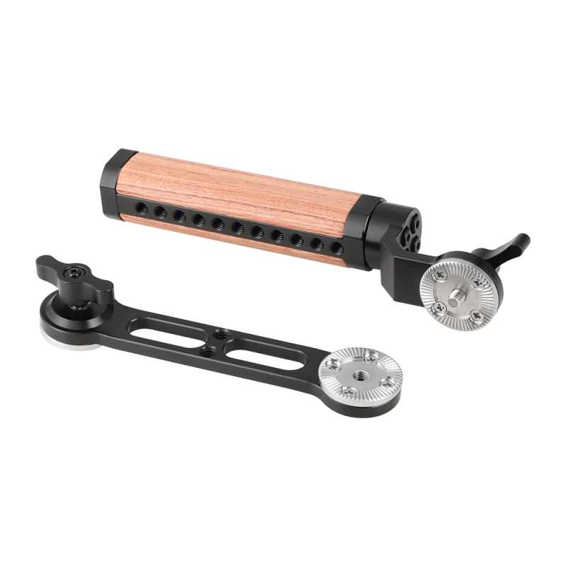 CAMVATE Adjustable Wooden Handgrip & Extension Arm With ARRI Rosette Style Connection Joint (Either Side)