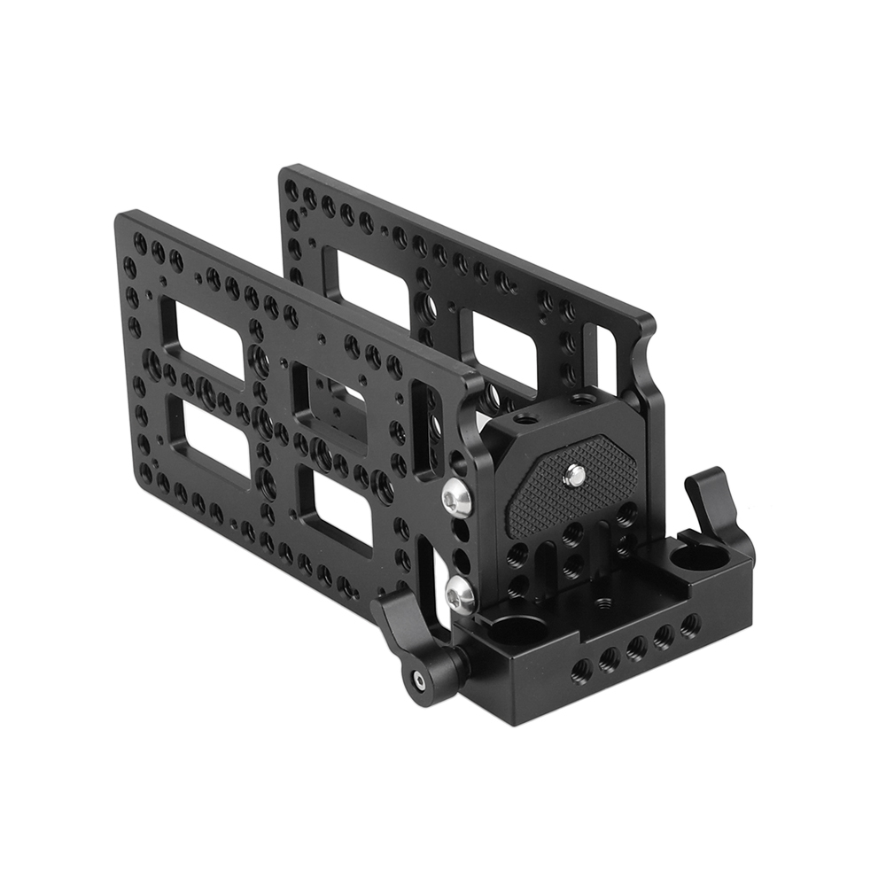 CAMVATE 15mm Dual-port Rod Clamp & Double Backboard Cheese Plates For Power Splitter Adapter