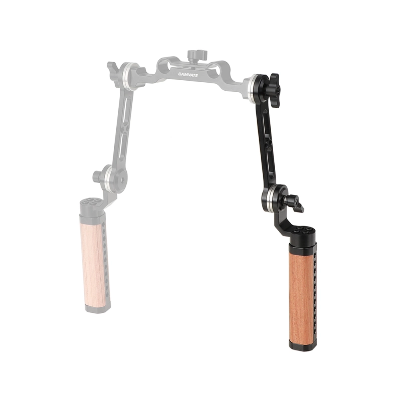 CAMVATE Adjustable Wooden Handgrip & Extension Arm With ARRI Rosette Style Connection Joint (Either Side)