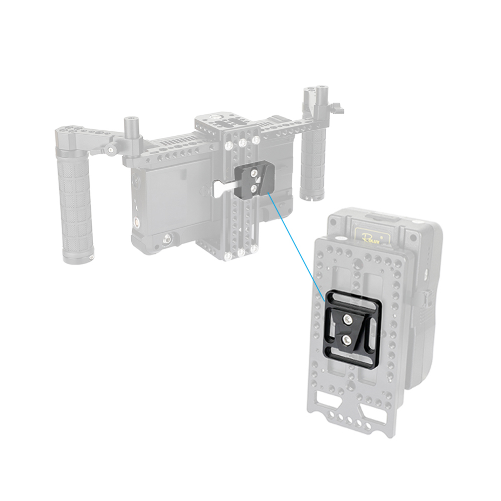 CAMVATE Quick Release Male V Lock Wedge Mount + Base Plate With 1/4"-20 Mounting Points & Grooves