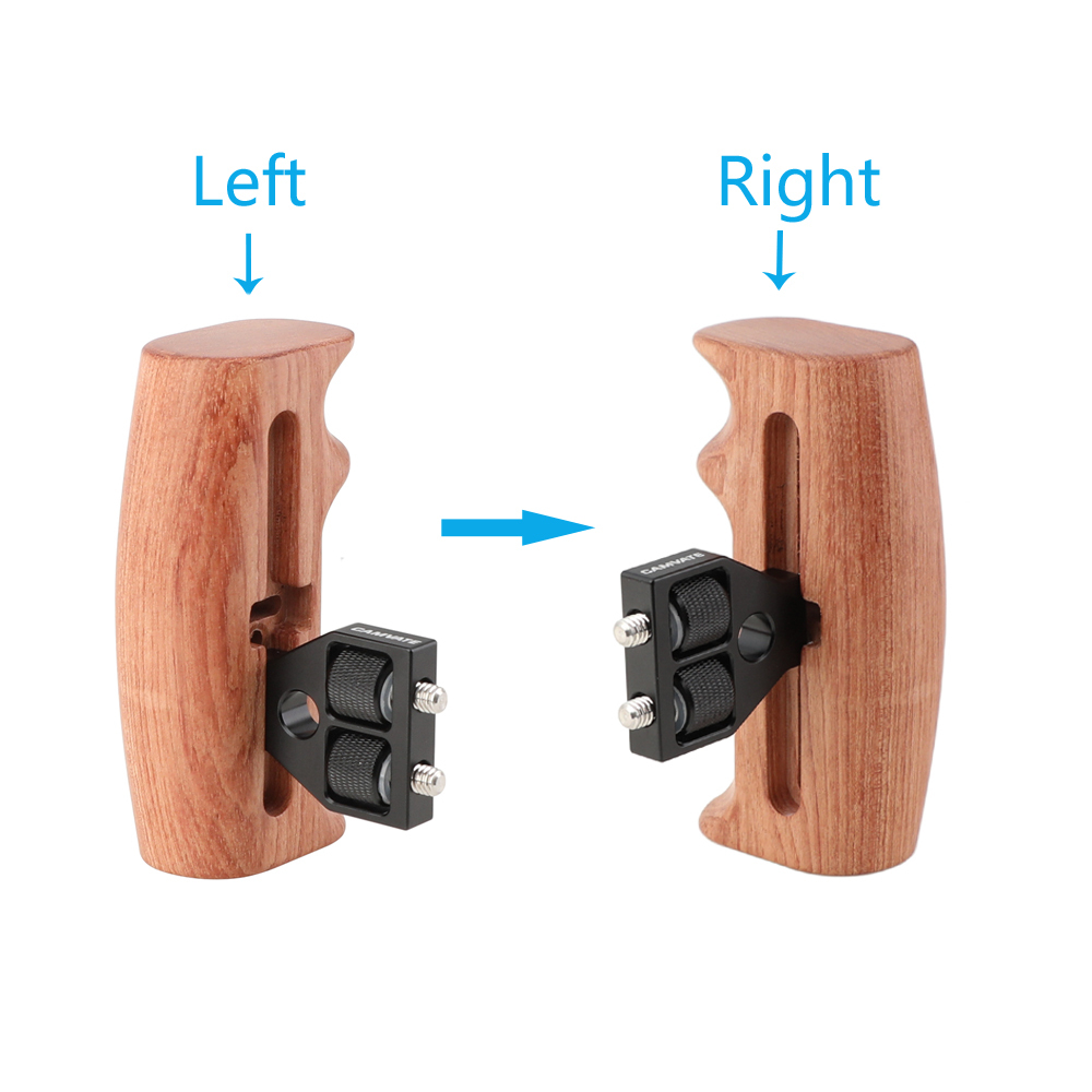 CAMVATE Wooden Hand Grip Either Side With 1/4" Mounting Screws Connector For DSLR Camera Cage (Brazilian Wood)