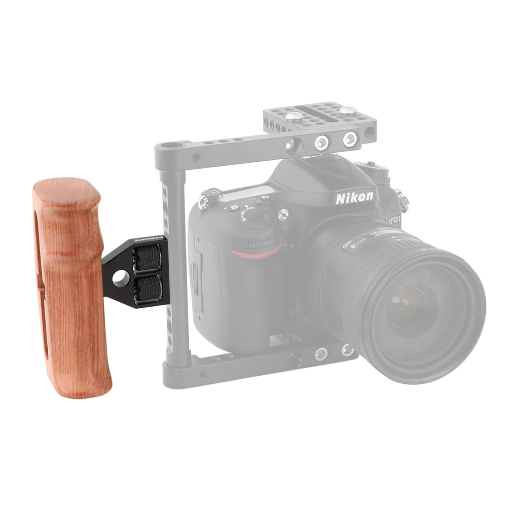 CAMVATE Wooden Hand Grip Either Side With 1/4" Mounting Screws Connector For DSLR Camera Cage (Brazilian Wood)