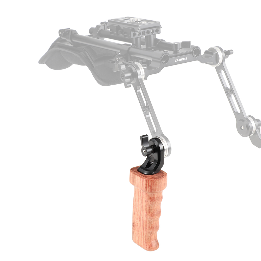 CAMVATE Wooden Grip (Right Hand Side) With Top ARRI Rosette M6 Thread Connection For DLSR Camera Shoulder Mount Rig