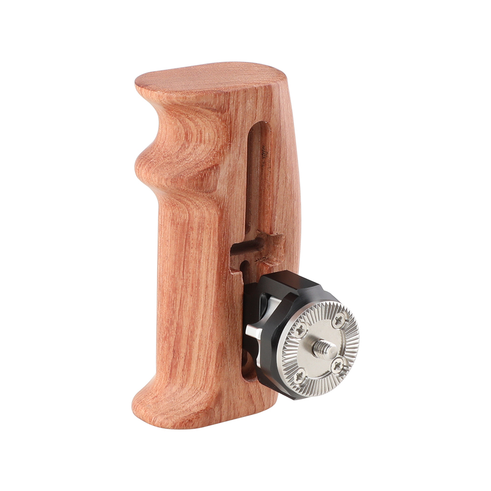 CAMVATE Adjustable Wooden Handgrip With Rosette Mount M6 Thumbscrew Connection For DLSR Camera Cage Kit (Either Side)