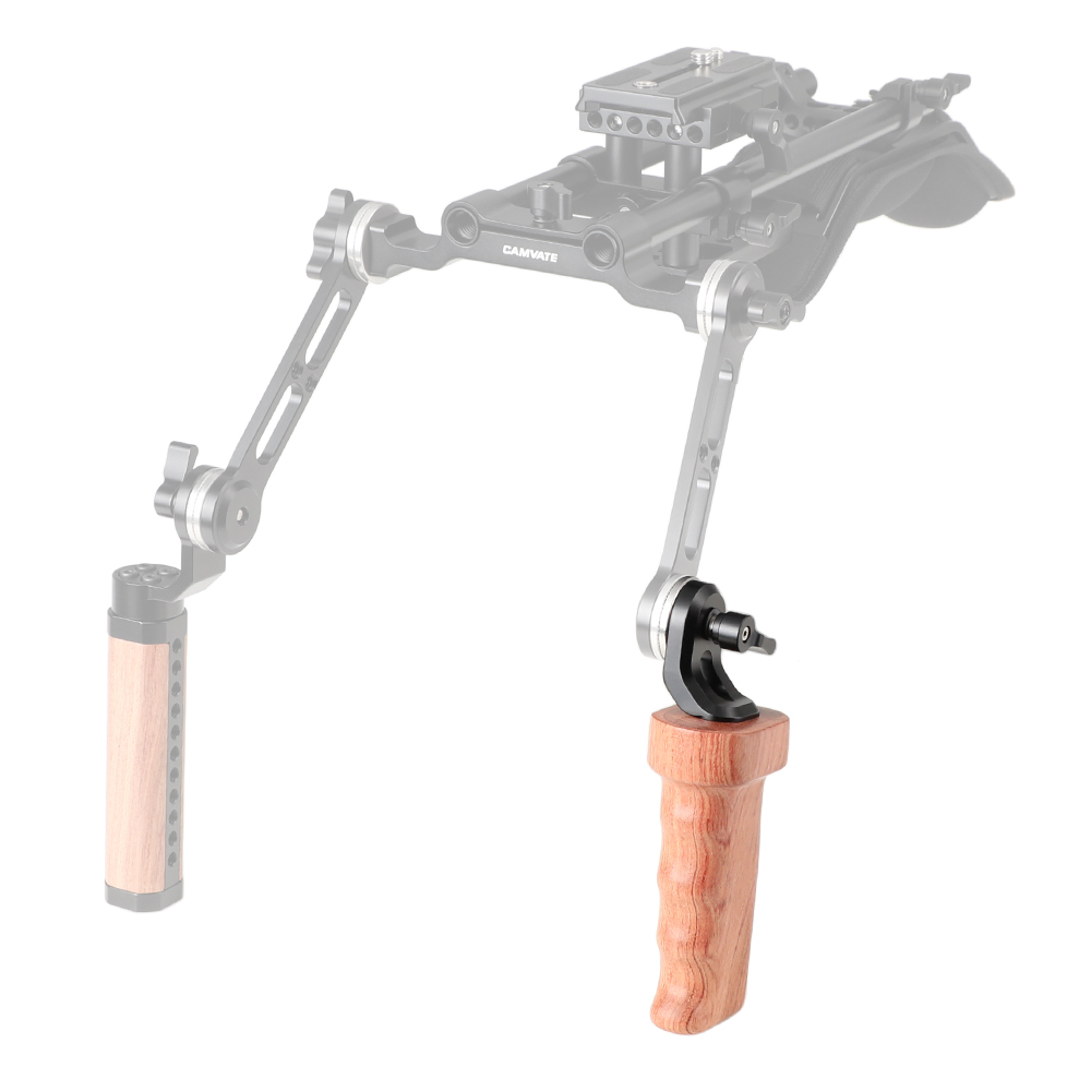 CAMVATE Wooden Grip (Left Hand Side) With Top ARRI Rosette M6 Thread Connection For DLSR Camera Shoulder Mount Rig