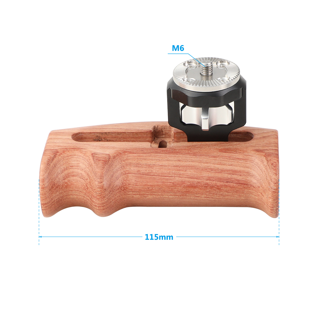 CAMVATE Adjustable Wooden Handgrip With Rosette Mount M6 Thumbscrew Connection For DLSR Camera Cage Kit (Either Side)