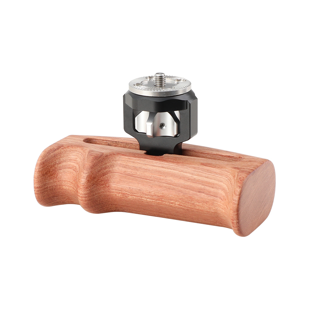 CAMVATE Adjustable Wooden Handgrip With Rosette Mount M6 Thumbscrew Connection For DLSR Camera Cage Kit (Either Side)