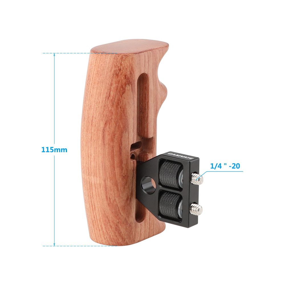 CAMVATE Wooden Hand Grip Either Side With 1/4" Mounting Screws Connector For DSLR Camera Cage (Brazilian Wood)