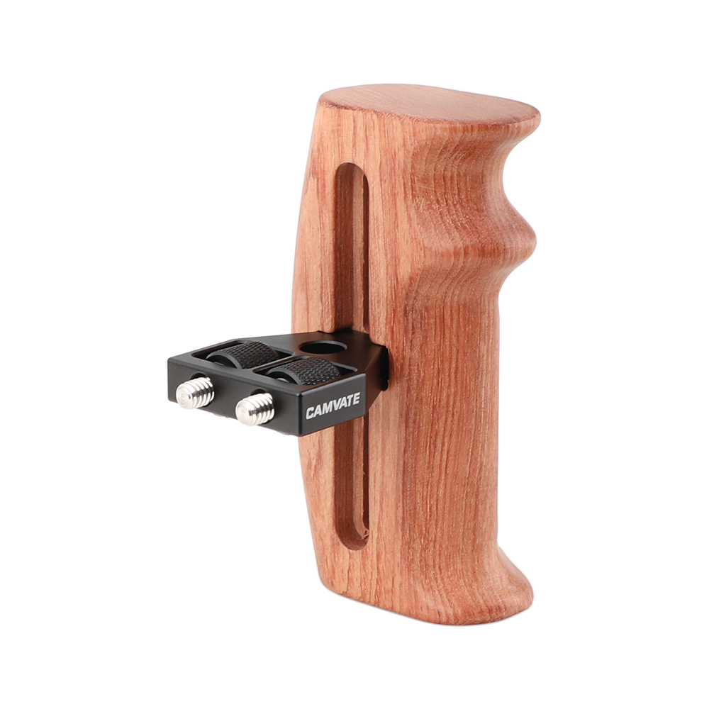CAMVATE Wooden Hand Grip Either Side With 1/4" Mounting Screws Connector For DSLR Camera Cage (Brazilian Wood)