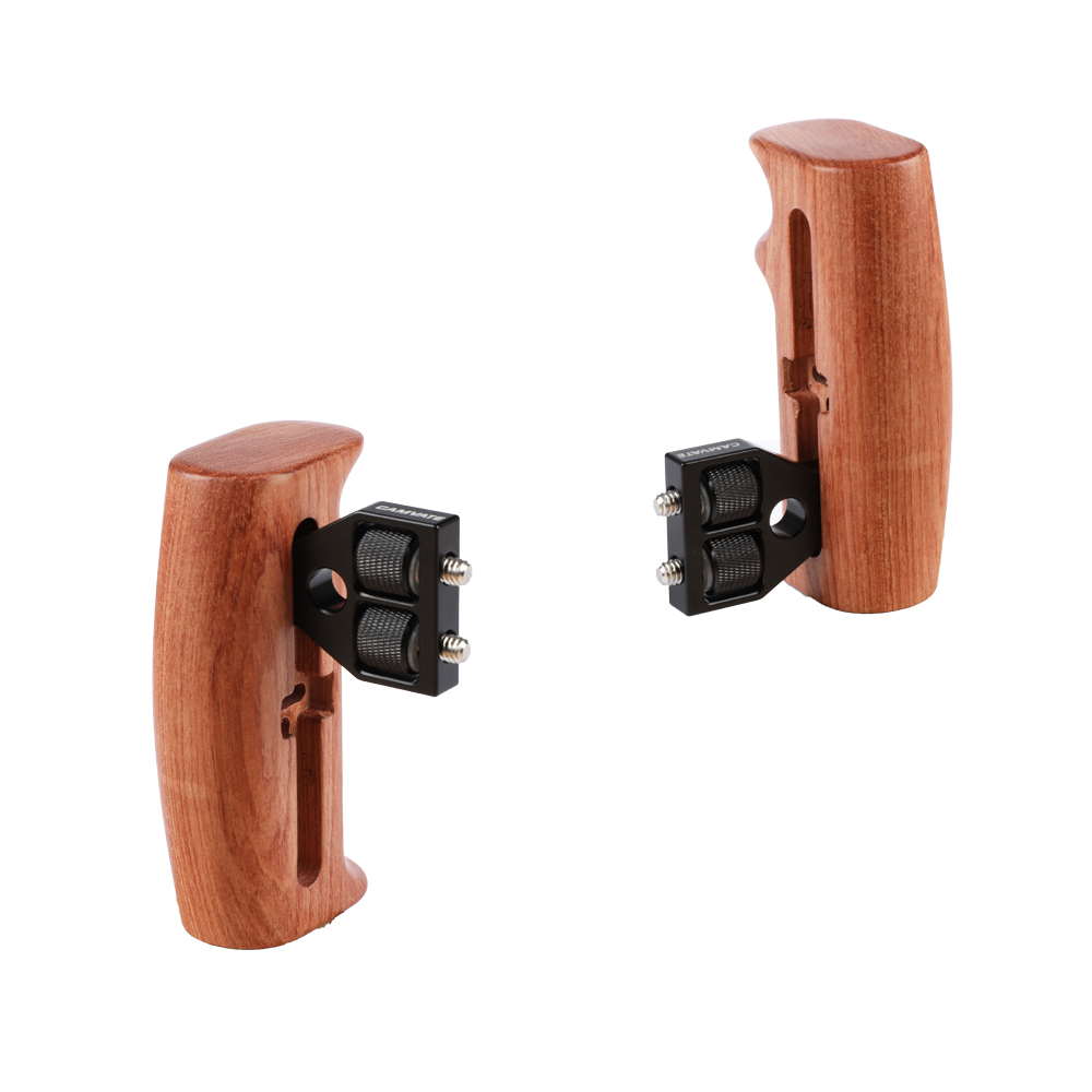 CAMVATE Wooden Hand Grip Either Side With 1/4" Mounting Screws Connector For DSLR Camera Cage (Brazilian Wood)