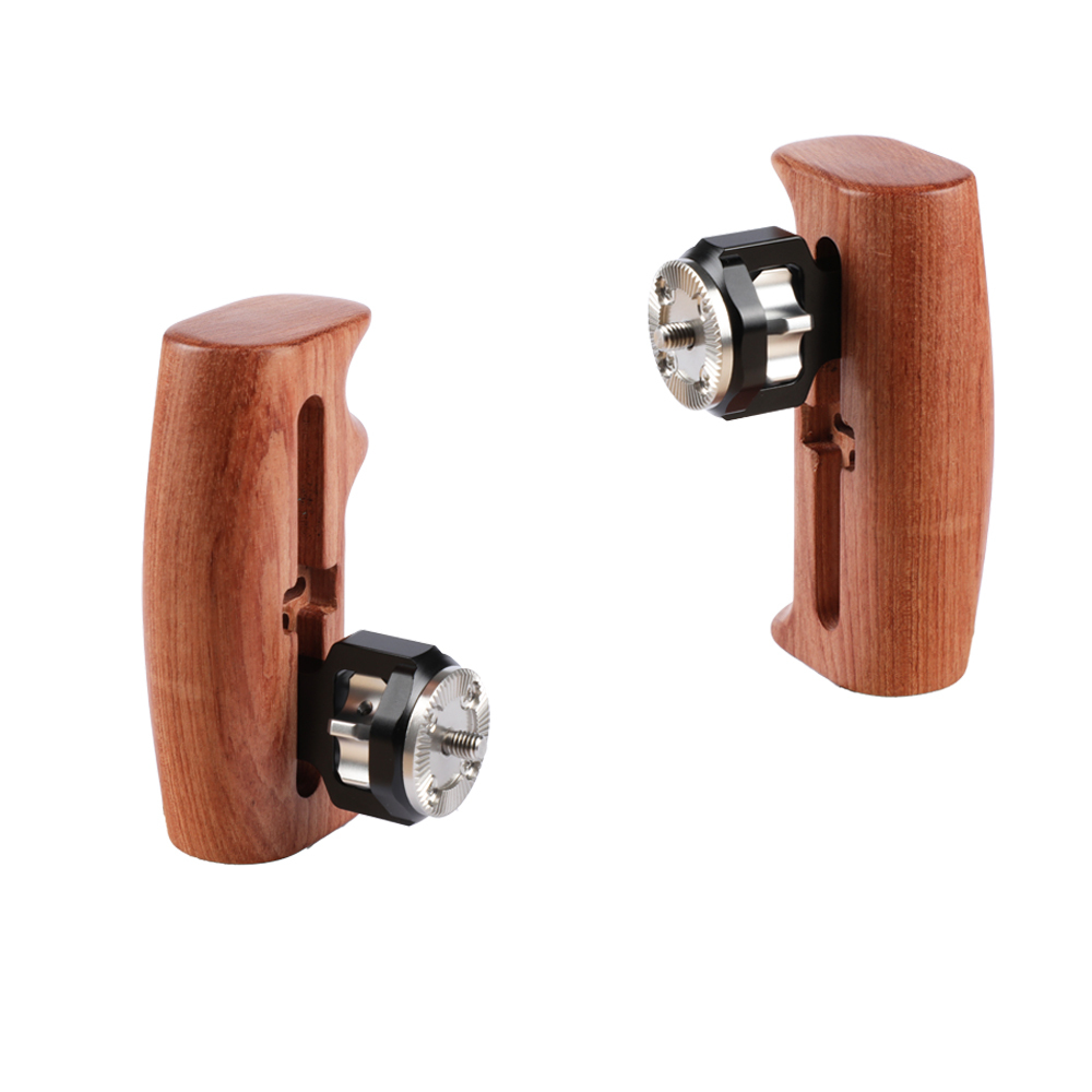 CAMVATE Adjustable Wooden Handgrip With Rosette Mount M6 Thumbscrew Connection For DLSR Camera Cage Kit (Either Side)