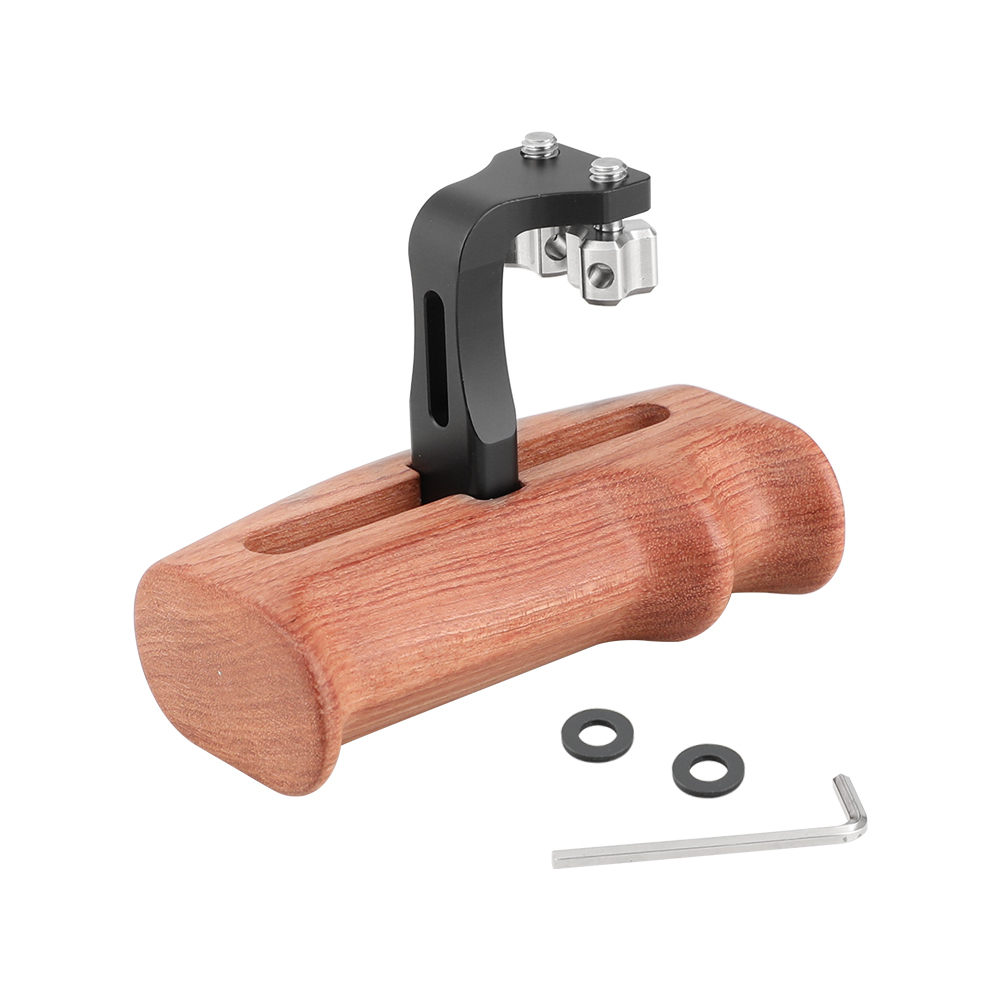 CAMVATE Versatile Wooden Handgrip With Invertible & Adjustable 1/4" Thumbscrew Connection (Either Side)