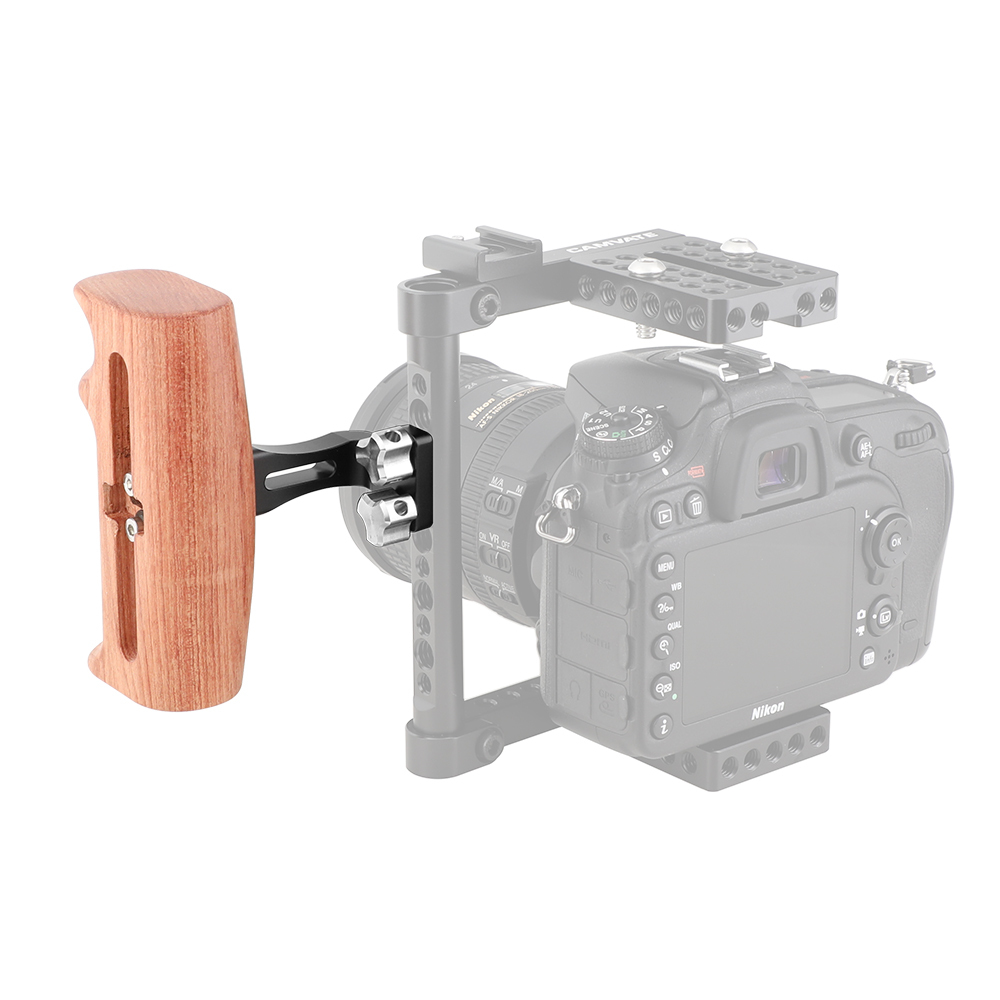 CAMVATE Versatile Wooden Handgrip With Invertible & Adjustable 1/4" Thumbscrew Connection (Either Side)