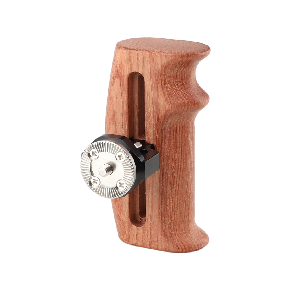 CAMVATE Adjustable Wooden Handgrip With Rosette Mount M6 Thumbscrew Connection For DLSR Camera Cage Kit (Either Side)
