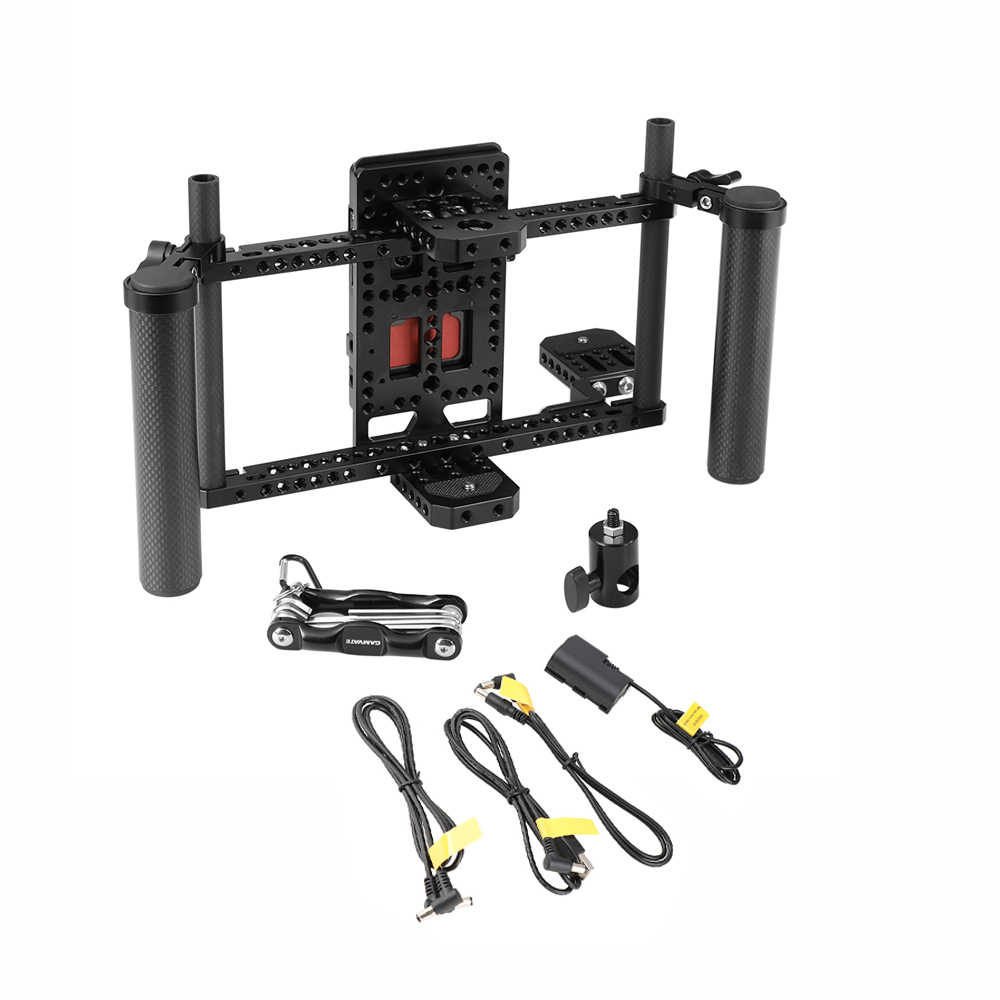 CAMVATE Director's Monitor 7" & 5" Cage Rig With Power Supply Splitter & Dual Carbon Fiber Handgrip