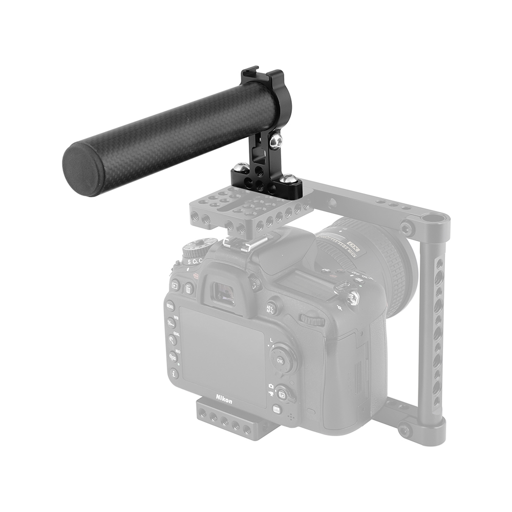 CAMVATE Top Hand Grip (Carbon Fiber Made) With 1/4"-20 Mounting Points & Shoe Mount For DSLR Camera Cage Kit