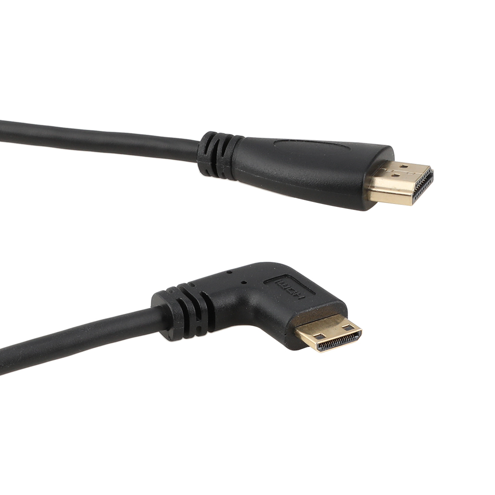 CAMVATE Right-Angle Mini HDMI To HDMI Coiled Cable