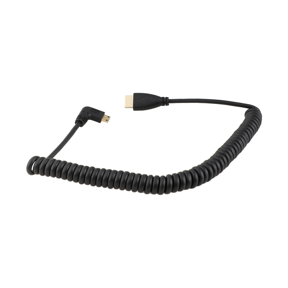 CAMVATE Right-Angle Mini HDMI To HDMI Coiled Cable