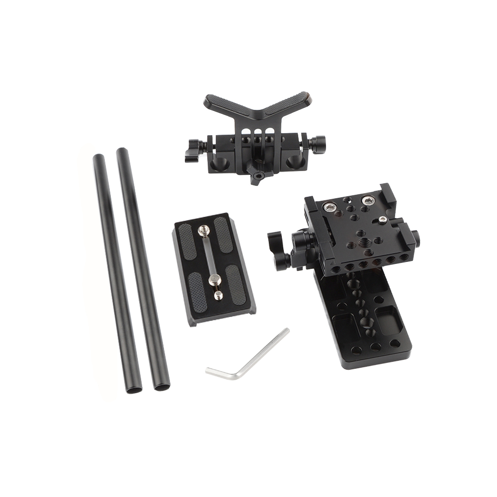 CAMVATE Pro DSLR Shoulder Mount Support Rig With Manfrotto Quick Release Plate & Lens Support (Universal)