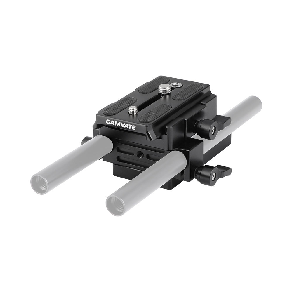 CAMVATE QR Manfrotto Connect Adapter With Sliding Mounting Plate + Base Plate + 15mm Dual Rod Clamp