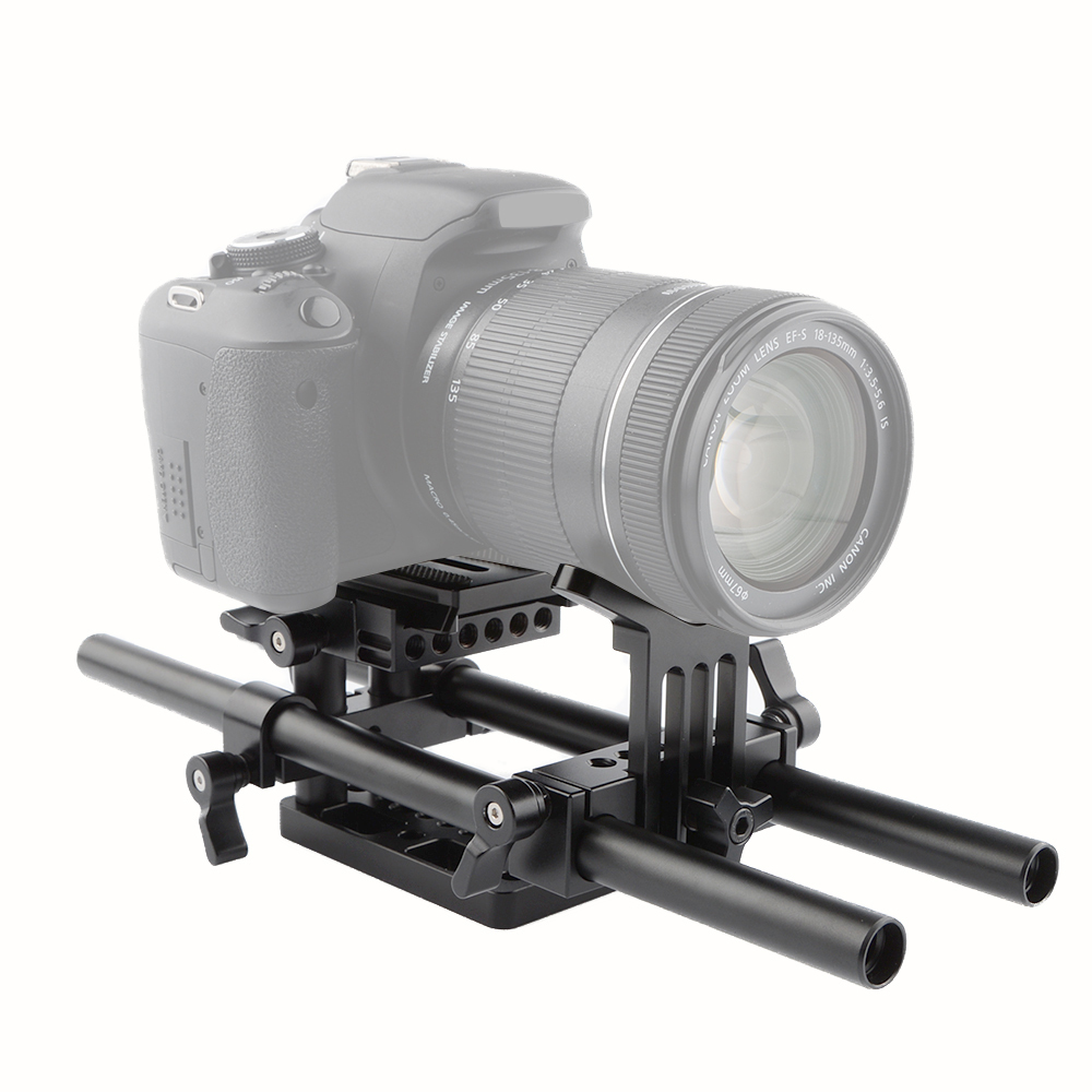 CAMVATE Pro DSLR Shoulder Mount Support Rig With Manfrotto Quick Release Plate & Lens Support (Universal)