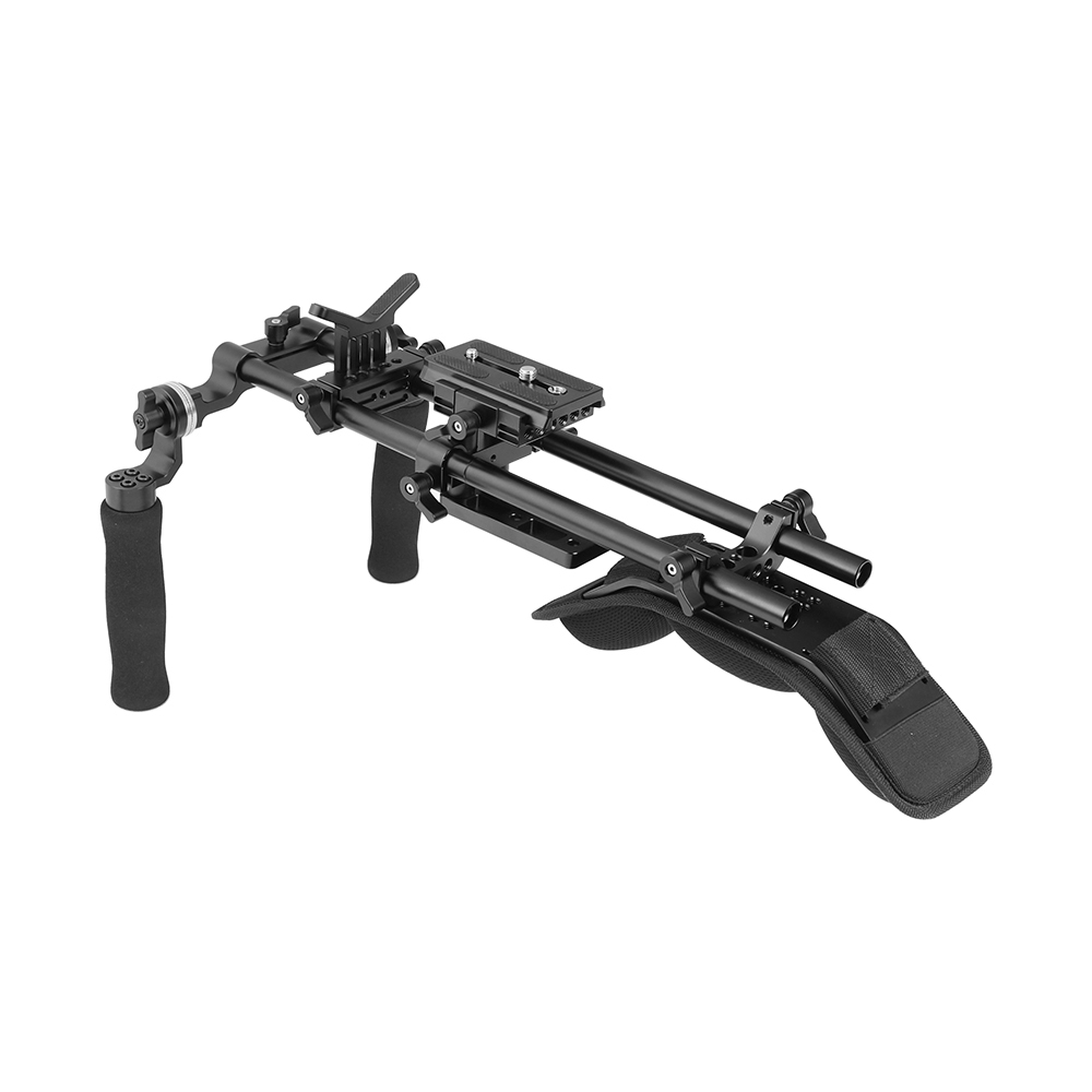 CAMVATE Shoulder Support Rig With Manfrotto QR Baseplate & Dual Rosette Handgrip (Sponge-covered) For DSLR Camera / Camcorder